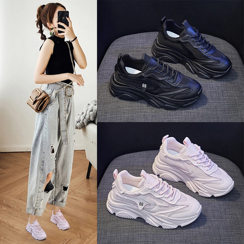 Zapatillas deporte de suela gruesa para mujer, zapatos blancos para celebridades de Internet, zapatillas deportivas informales gruesas, de plataforma para vulcanizados de mujer| - AliExpress