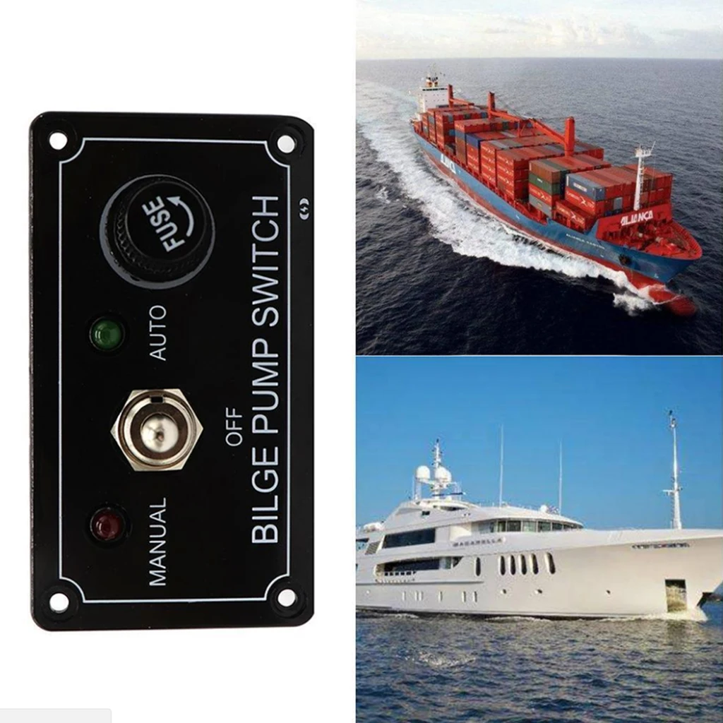 12VDC Bilge Pump Switch Control Panel LED Marine Manual / Off / Auto