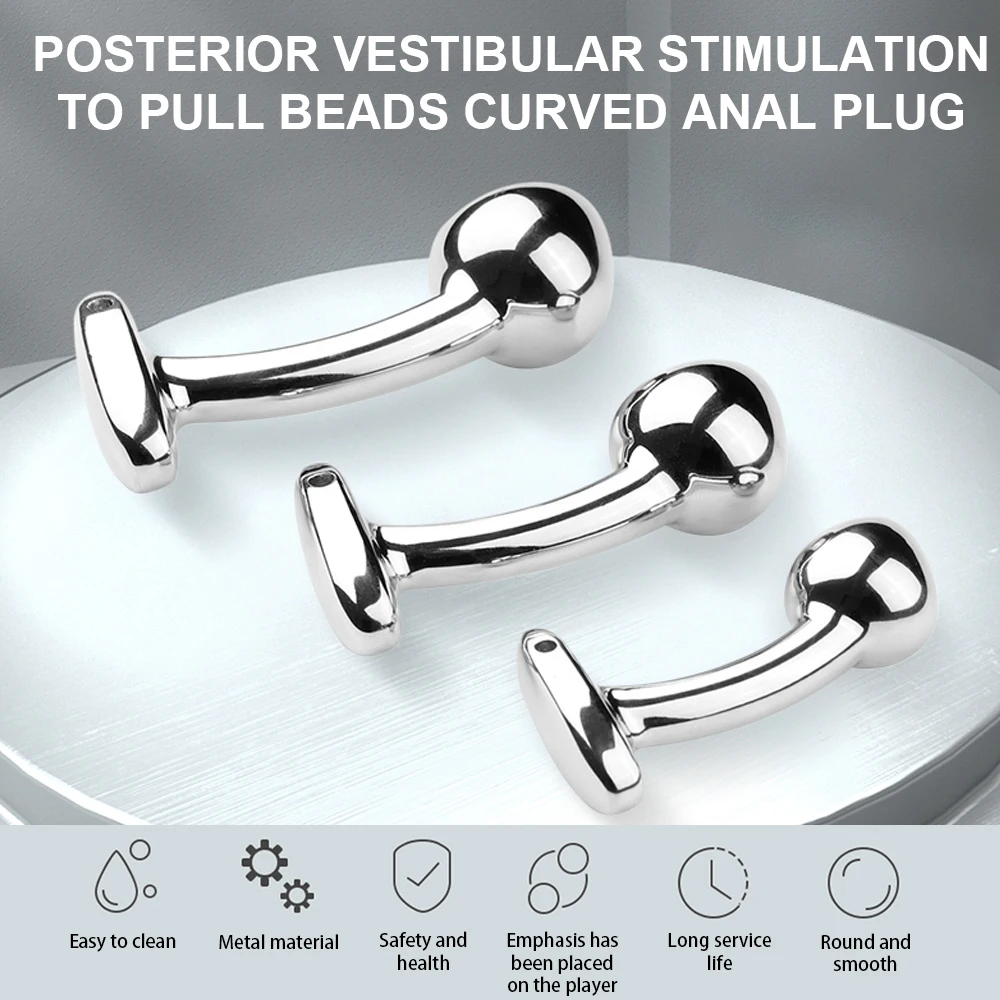 Anal Edelstahl Butt Plug Gebogener Prostatamassager Für Erwachsene_voghion.com