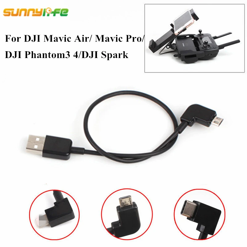 Adaptador de línea de conexión de cable de datos 30cm para control remoto DJI Mavic Air 2 piezas
