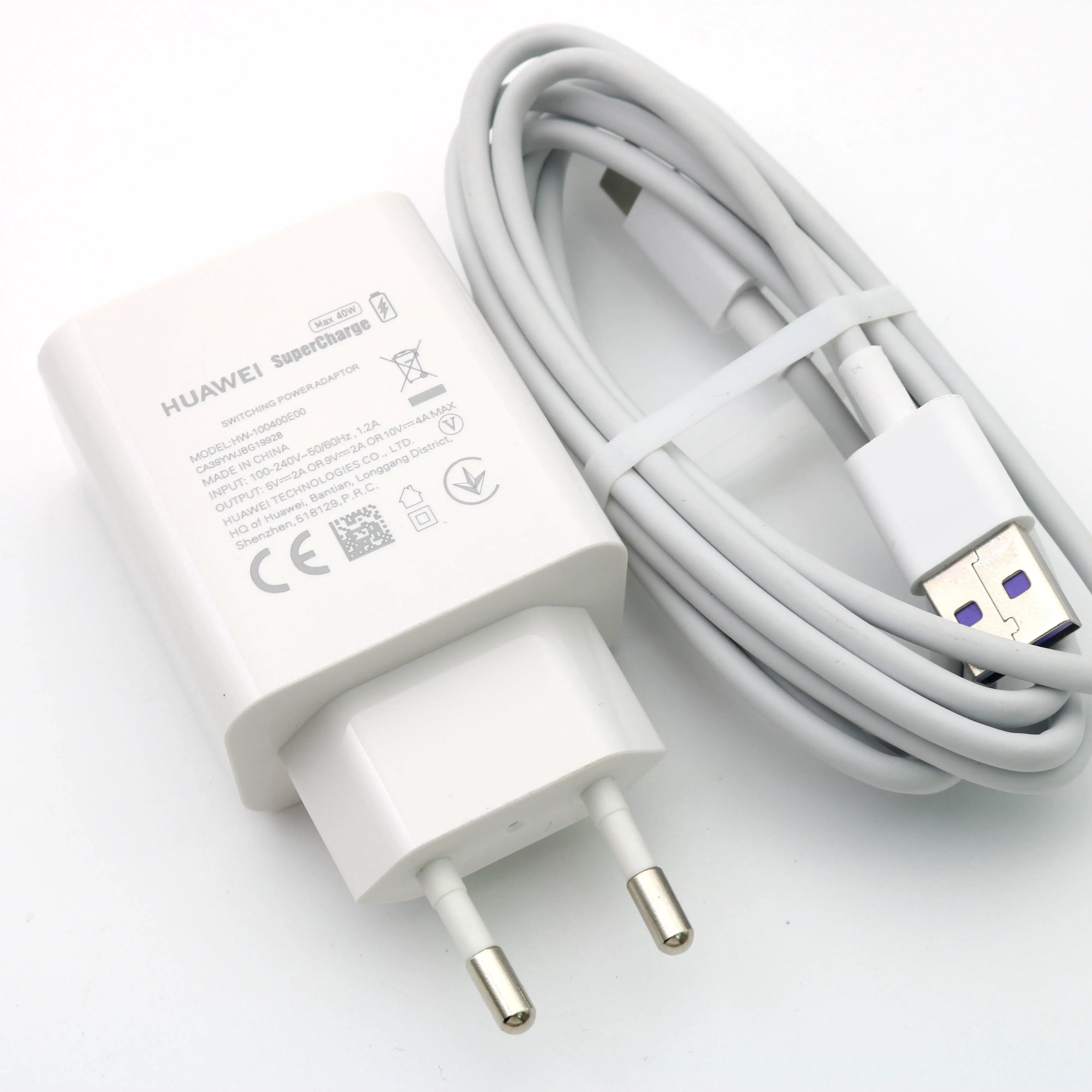 HUAWEI Mate20 быстрое супер зарядное устройство 10V4A 40 Вт USB быстрое зарядное устройство адаптер 5A USB3.1 TYPE-C Быстрый кабель для Honor9 10 P20 P10 - Тип штекера: EU Add 200cm cable