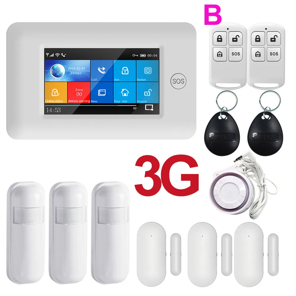 B SET PGST 3g IOS Android wifi беспроводной дом домашние охранные сигнализации система управления приложением комплект с Alexa Fuction охранная сигнализация для дома - Цвет: B SET