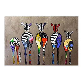 

Ornamental Drawing Table Wall Decoration Oil painting Canvas Print Modern Art Without Framing Multicolored Zebras 70 x 50 cm