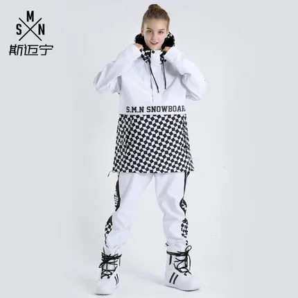 SMN женский мужской лыжный костюм унисекс лыжная куртка брюки ветрозащитная водонепроницаемая спортивная одежда для взрослых зимняя одежда брюки с капюшоном