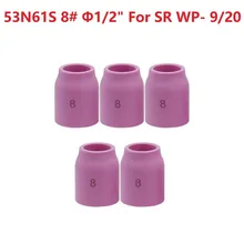 Tasse de lentille à gaz en céramique 53N61S #8 1/2 "torche de soudage TIG WP 9/20 WP 17/18/26 5 pièces