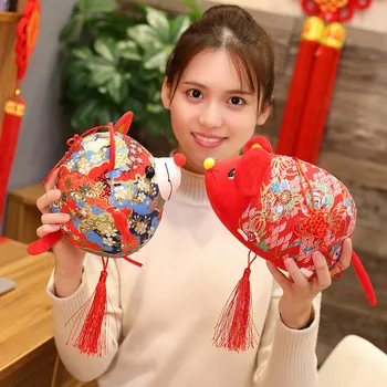 

Chinese New Year Red Rat Doll Toy Ornament Year of The Mouse Festival Decorations Good Luck Mascot 5 Inch Random Style