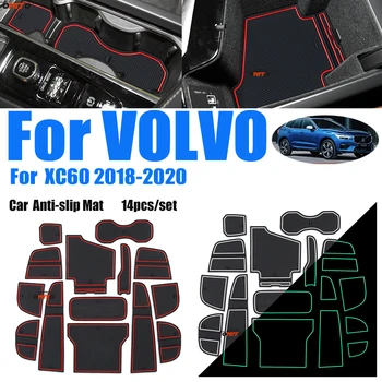 

Silicone Rubber Slot Pad Water-cup Mat Anti-slip Door Groove Pad Mat 14pcs/set for VOLVO XC60 2018-2020 Red/white/luminous