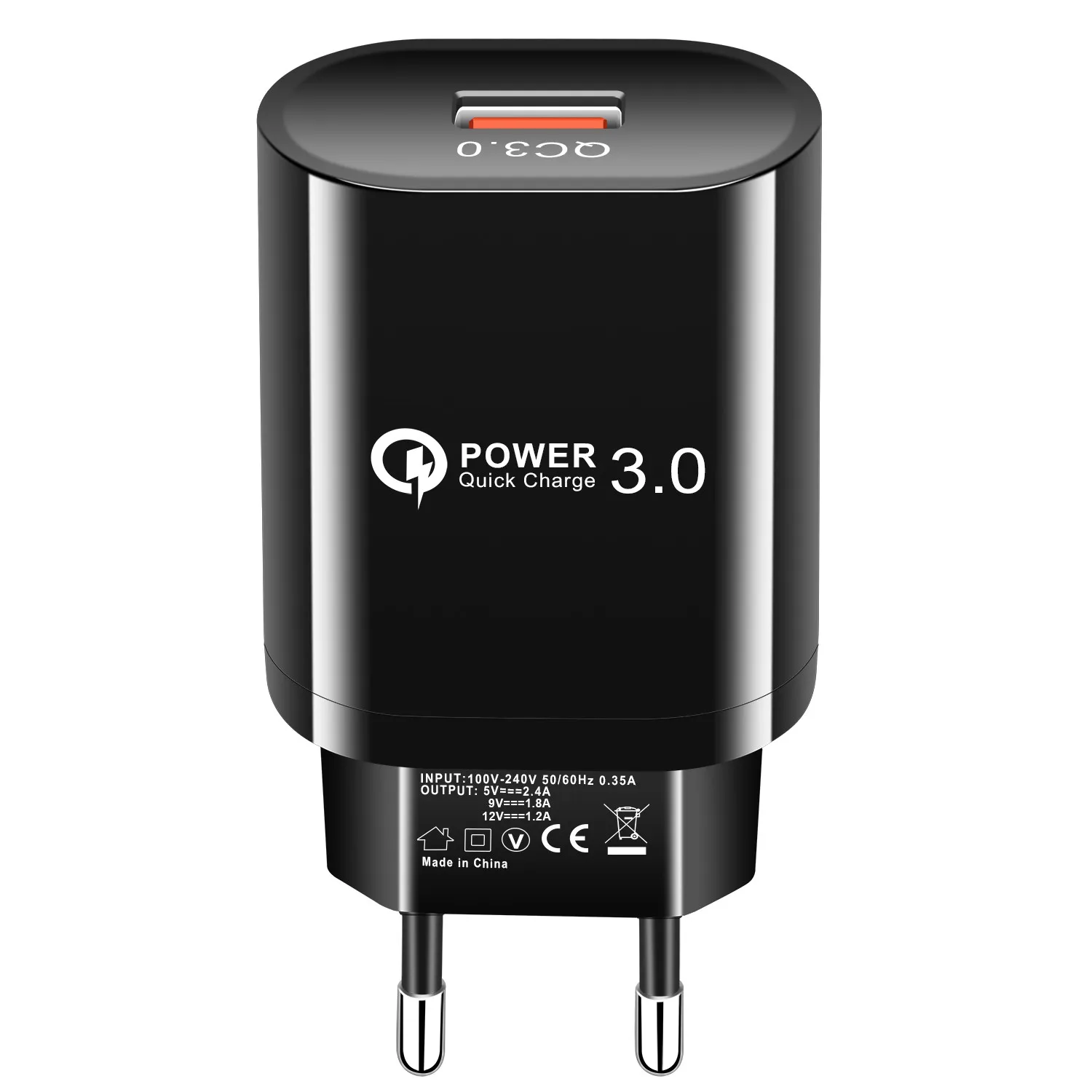 QC3.0 зарядное устройство с одним портом USB для быстрой зарядки iPhone Samsung европейская