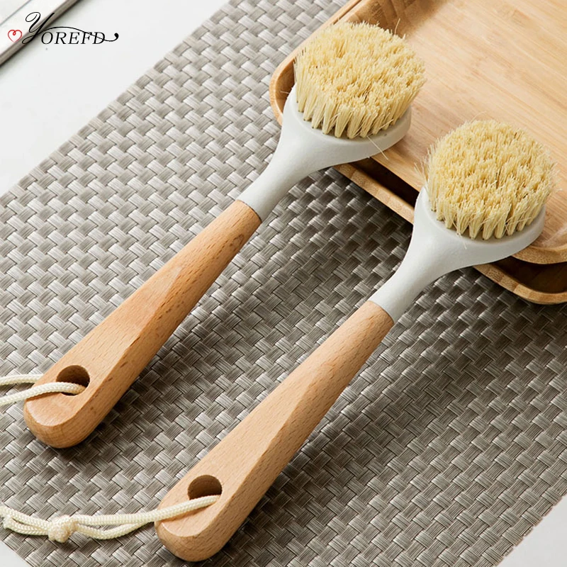 Pot-Bowl Brush Dish Washing-Brush Cleaning-Tool Long-Handle Wooden Kitchen Tableware