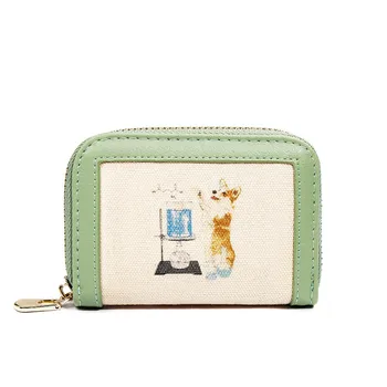 

Women Wallet Zipper Faux Leather Puppy Print Wallets Organ Bag Coin Card Package Lady Purse PU Holder Clutch