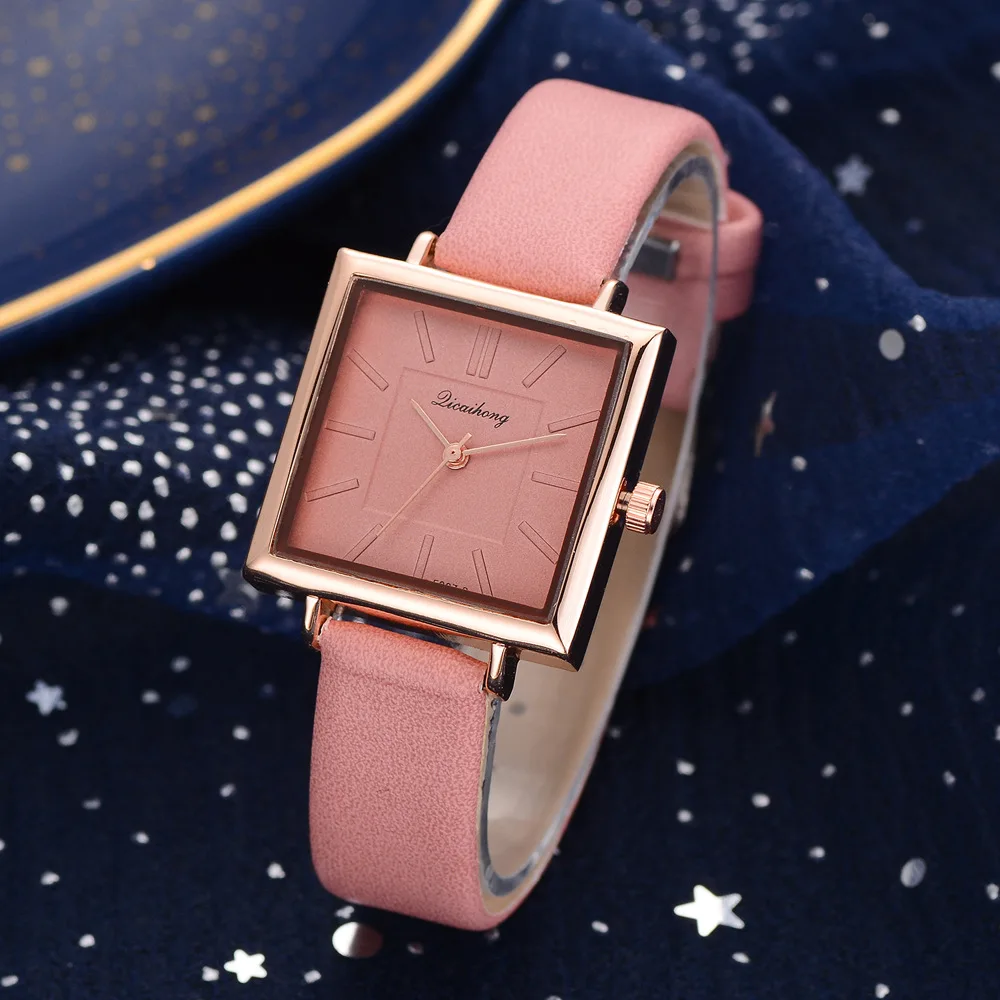 

2019 New Style Simple Elegant Quartz's Table Europe And America Square Head PU Strap Ladies' Watch Fashion WOMEN'S Wristwatch