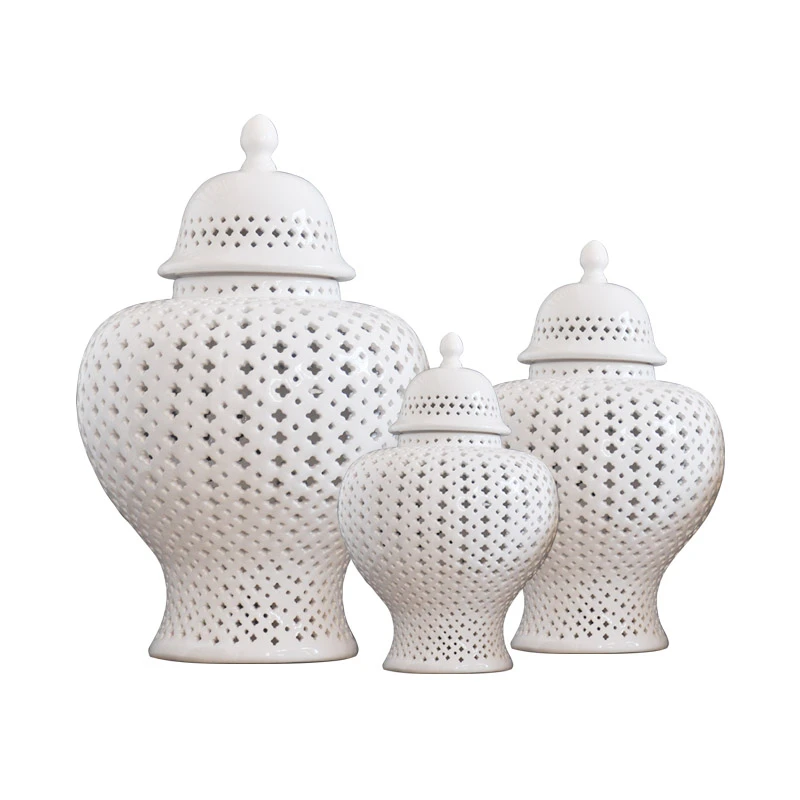 Details about   White Color Porcelain Ceramic Ginger Jar Vase Home Decor Flower Vase Craft 