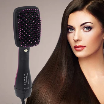 

110V 2 in 1 Multifunction Anion Hair Dryer Brush Comb Styler Hairdressing Tool Negative Ion Health Hair Straightening Curling US