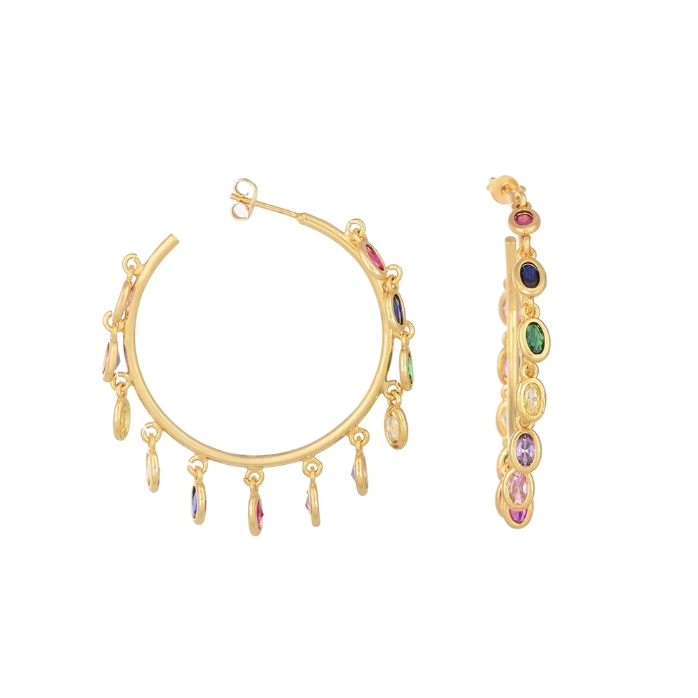 Европейские радужные висячие серьги ювелирные изделия для женщин золотые Медные