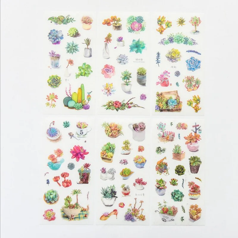 

6Sheets DIY Scrapbooking Stickers For Diary Adhesive Sticker Student Stationery Stickers Decoration Sticker