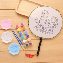 Круглый Вентилятор для детей, ручная роспись, пустой вентилятор, окрашенный белым вентилятором, вентилятор охлаждения для детского сада, креативный материал для изобразительного искусства