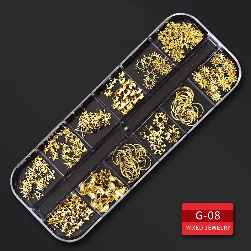 G08 12 сеток/коробка красочные хрустальные стразы для дизайна ногтей акриловые камни для ногтей плоские блестящие наконечники 3D украшения для ногтей - Цвет: G08