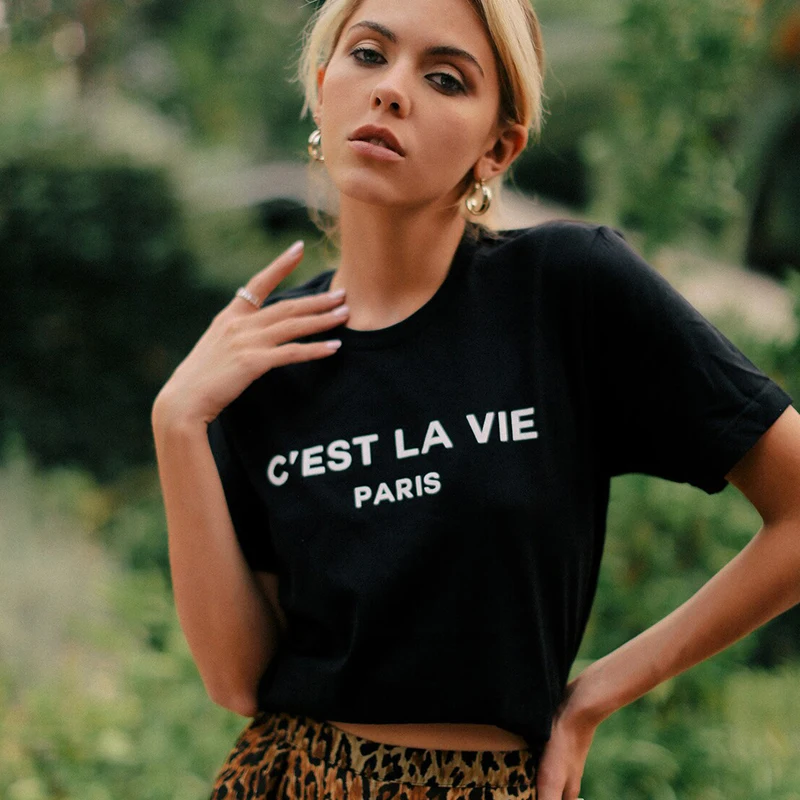 Cest La Vie Parijs Franse Mode Korte Mouwen Grafische T-shirt Vrouwen Katoen T-shirt Kleding Harajuku Tops _ - AliExpress Mobile