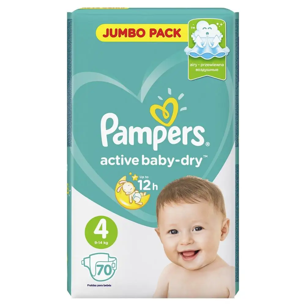 Подгузники Pampers Active Baby-Dry 4 9-14кг 70шт | Мать и ребенок