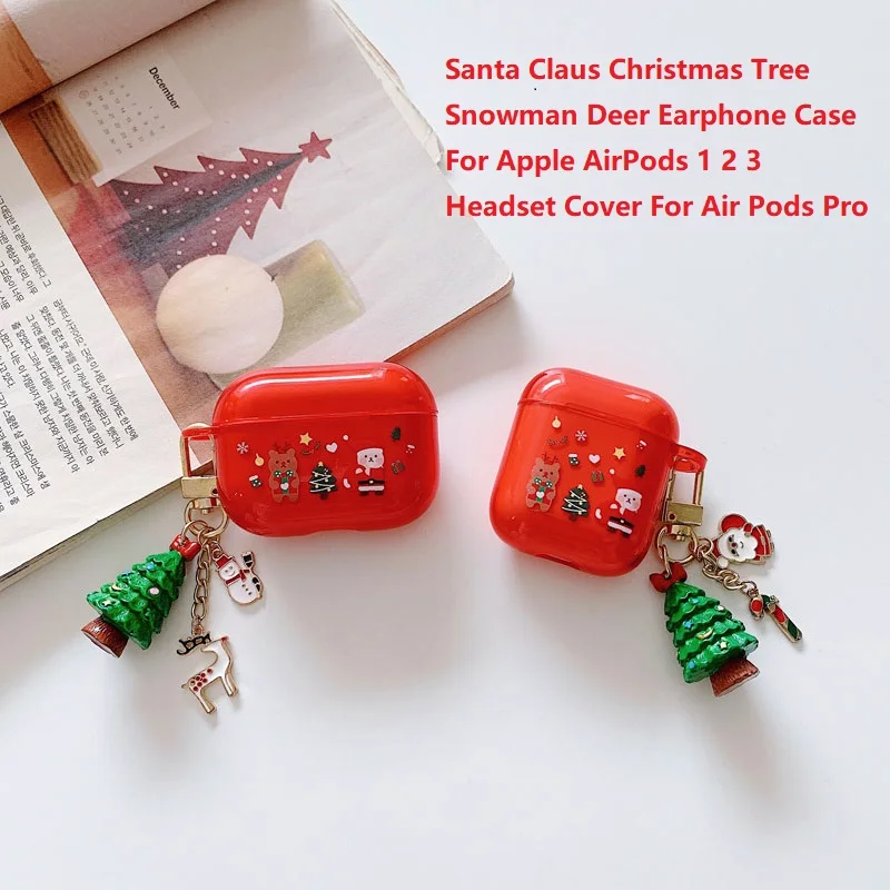 

Santa Claus Christmas Tree Snowman Deer Pattern Earphone Case For Apple AirPods 1 2 3 Headset Cover For Air Pods Pro