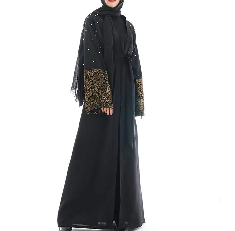 Кардиган с бисером Турецкая абайа Исламская одежда для женщин Jalabiya Gamis мусульманская Wanita Habille Femme Musulman одежда хиджаб KJ