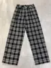 Осенние и зимние новые эластичные широкие брюки в клетку с высокой талией сзади ► Фото 1/4
