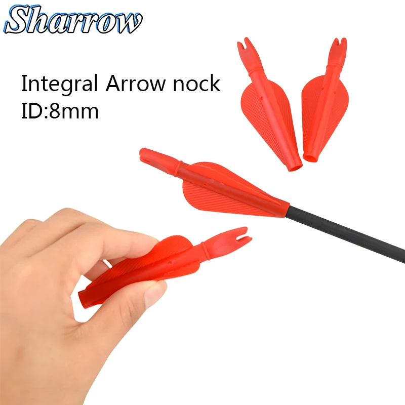

Many Plastic Arrow Tail ID8mm Arrow Nock Overall with Feather Vanes Integral for Aluminum/Carbon Crossbow Bow Hunting Archery