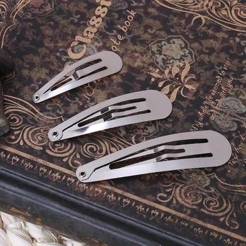 

50pcs Silver Tone Snap Hair Clips Craft Bow Headwear Decoration DIY 4/5/6cm 28TA