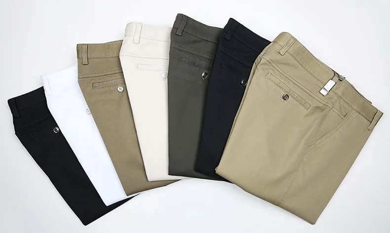 Новые осенние зимние толстые мужские повседневные брюки с высокой талией свободные брюки стрейч высокого качества хлопок среднего возраста мужские прямые брюки