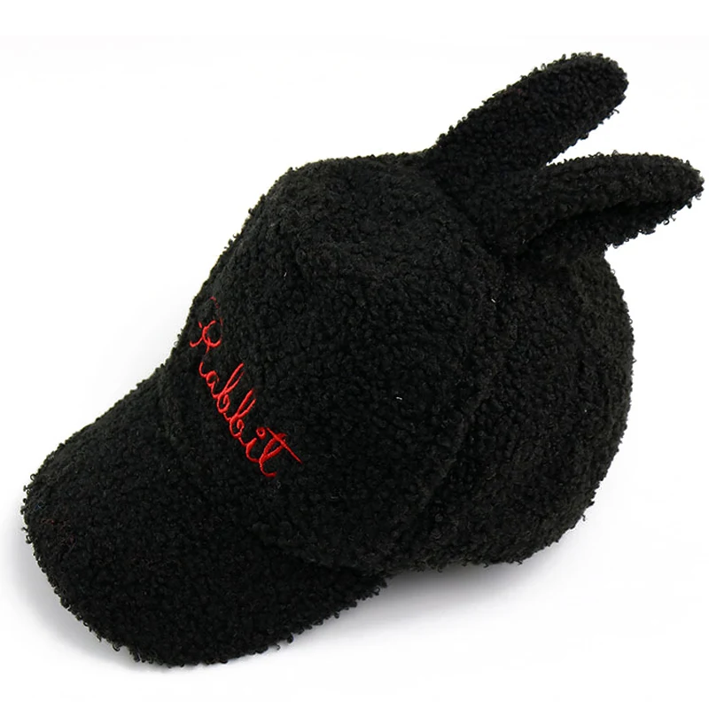 black rabbit Зимние Детские бейсболки; осенние детские шапки в Корейском стиле с милыми кошачьими ушками для мальчиков и девочек; теплая шапка для детей; реквизит для фотосессии - Цвет: black rabbit