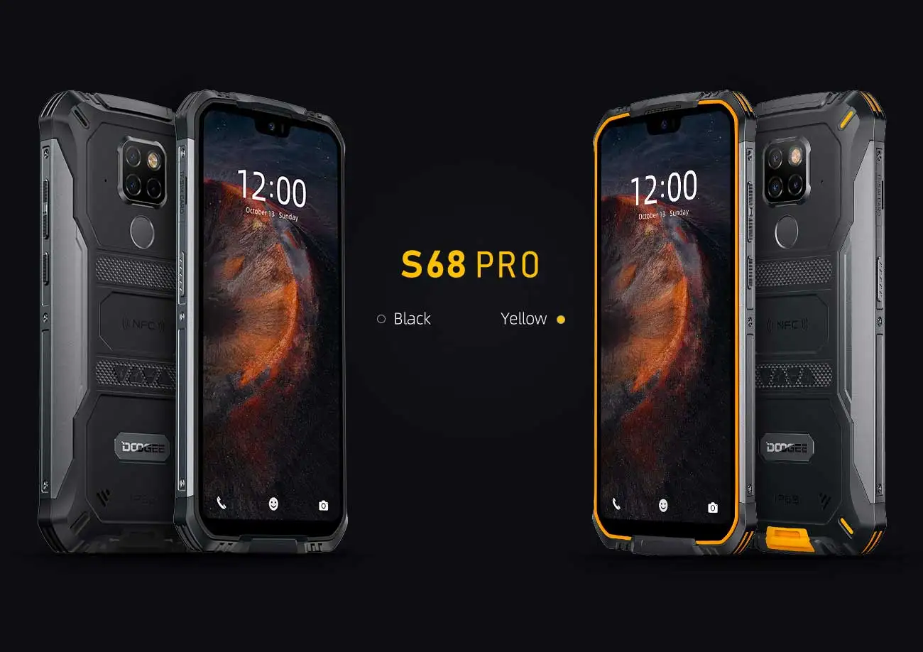 IP68 Водонепроницаемый DOOGEE S68 Pro прочный телефон Беспроводная зарядка NFC 6300 мАч 12V2A зарядка 5,9 дюймов FHD+ Helio P70 Восьмиядерный 6 ГБ 128 ГБ