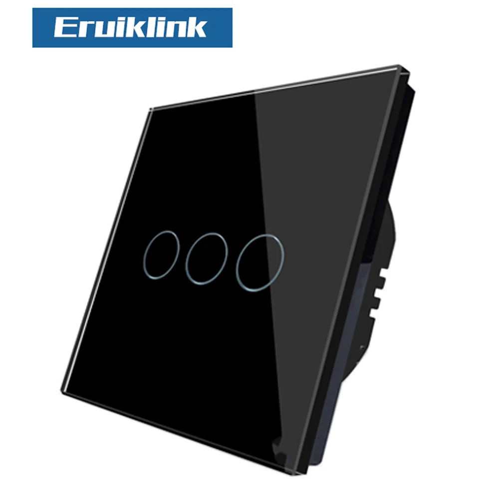 Eruiklink ЕС/Великобритания стандарт AC 110 V-250 V светильник, настенный выключатель, Хрустальная стеклянная панель, сенсорный настенный светильник