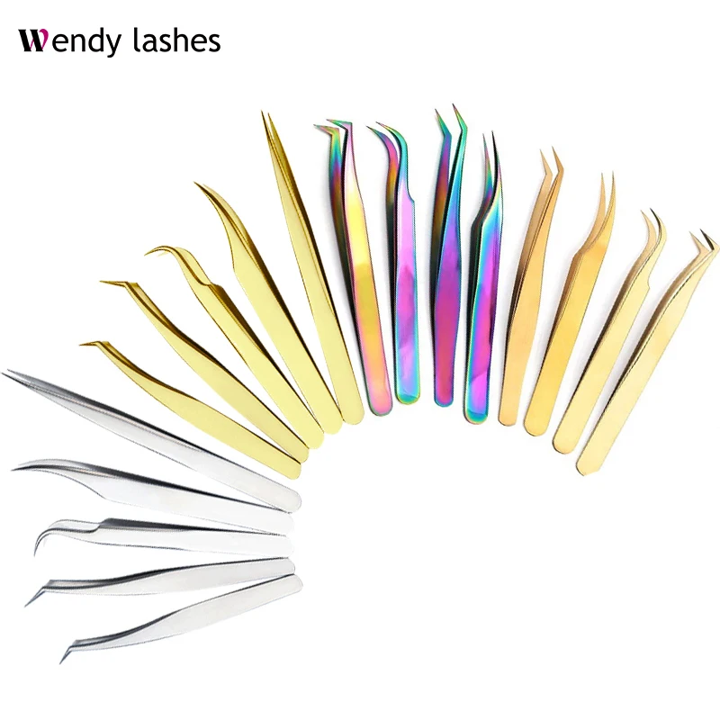 Пинцет для ресниц из нержавеющей стали Профессиональный пинцет наращивания антистатический радужных