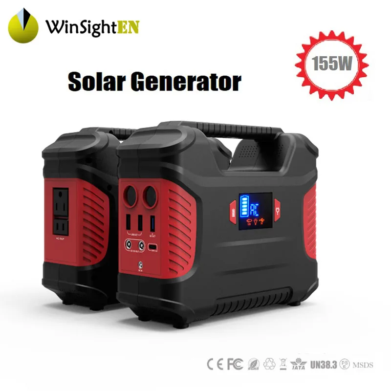 

155Wh Solar Generator LED Emergency Flashlights Portable PV Regulator LCD Dispaly Used for Home and Caravan