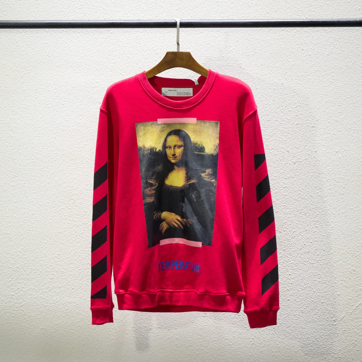 18SS off white Mona Lisa теплопередача стрелка Весна Осень Мужчины Женщины Круглый вырез с длинным рукавом Уличная Толстовка