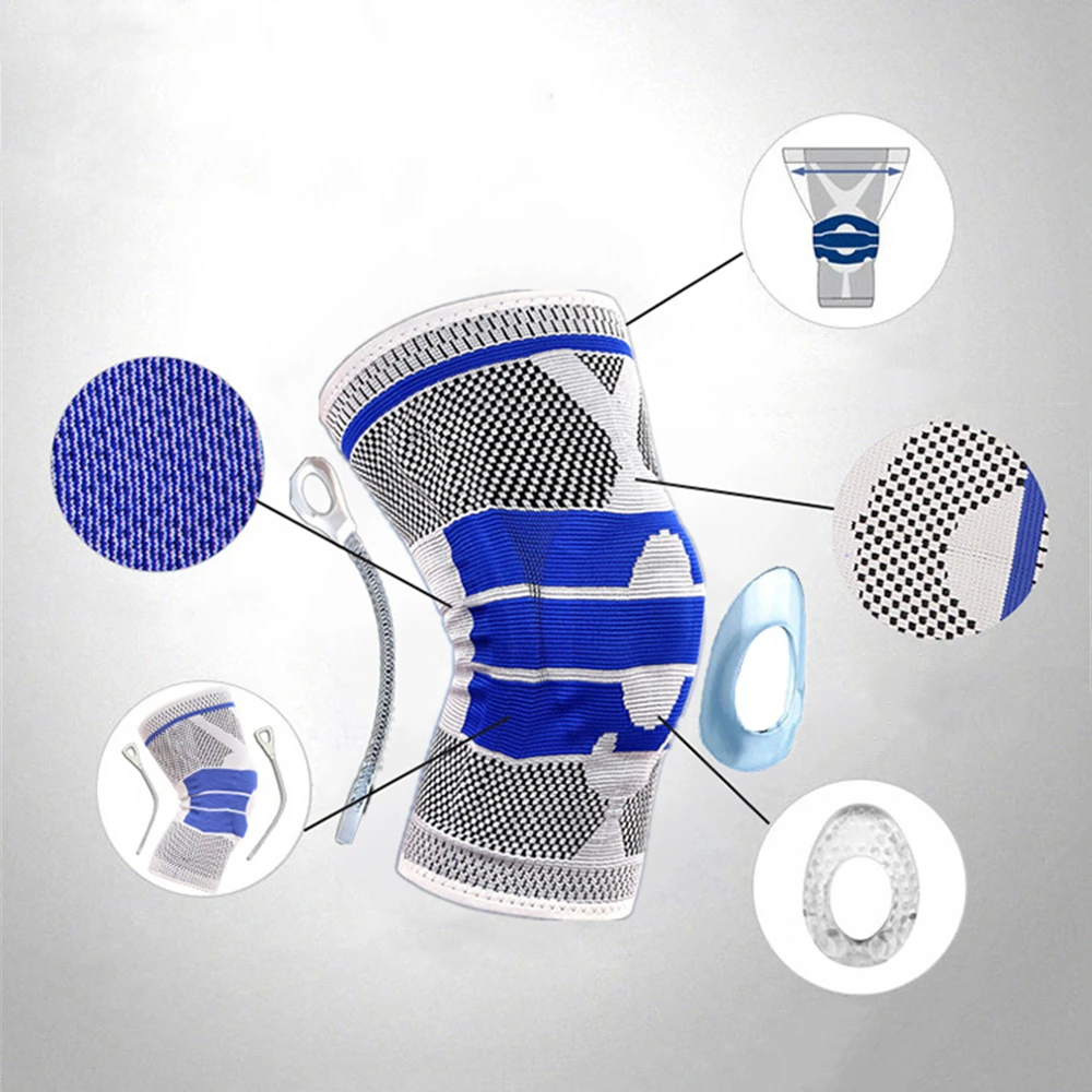 3D ткачество силиконовые наколенники Поддержка брекса Волейбол Баскетбол Meniscus защита колена спортивные предохраняющие наколенники