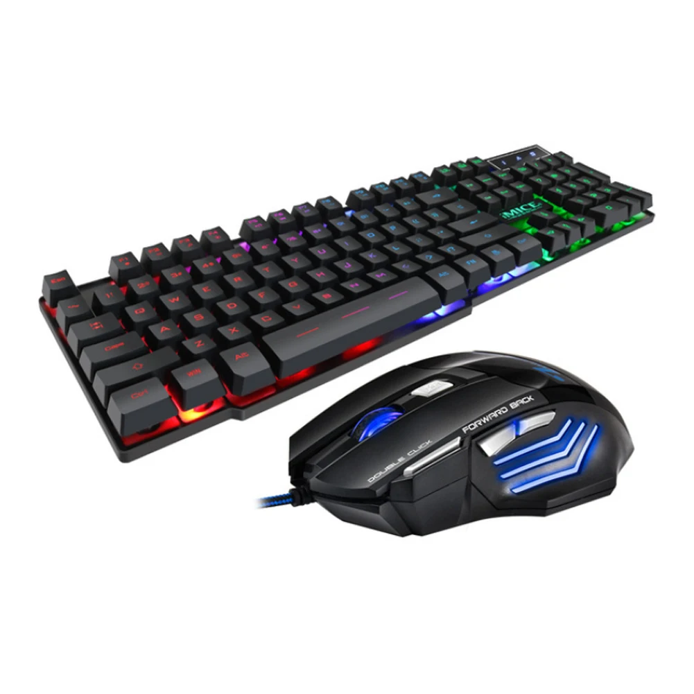 Wired Gaming Keyboard Mouse Kit USB 104 Key Mechanical Keyboards 7 Key Adjustable DPI Mice