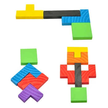 

Wooden Tetris Game Educational Toy Jigsaw Puzzle Toys for Children Wood Tangram Brain-Teaser Puzzle Preschool Children Kids Toy