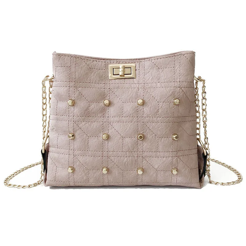 

2018 Autumn Korean-style Bag Women's Fashion Pu Rhombus Square Sling Bag Lock Rivet Mini Messenger Bag