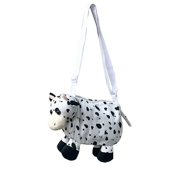 

Lady Handbag Kawaii 3D Cows Plush Crossbody Messenger Bags Cartoon Animal Shoulder Phone Holder Clutch for Girl Purse Women