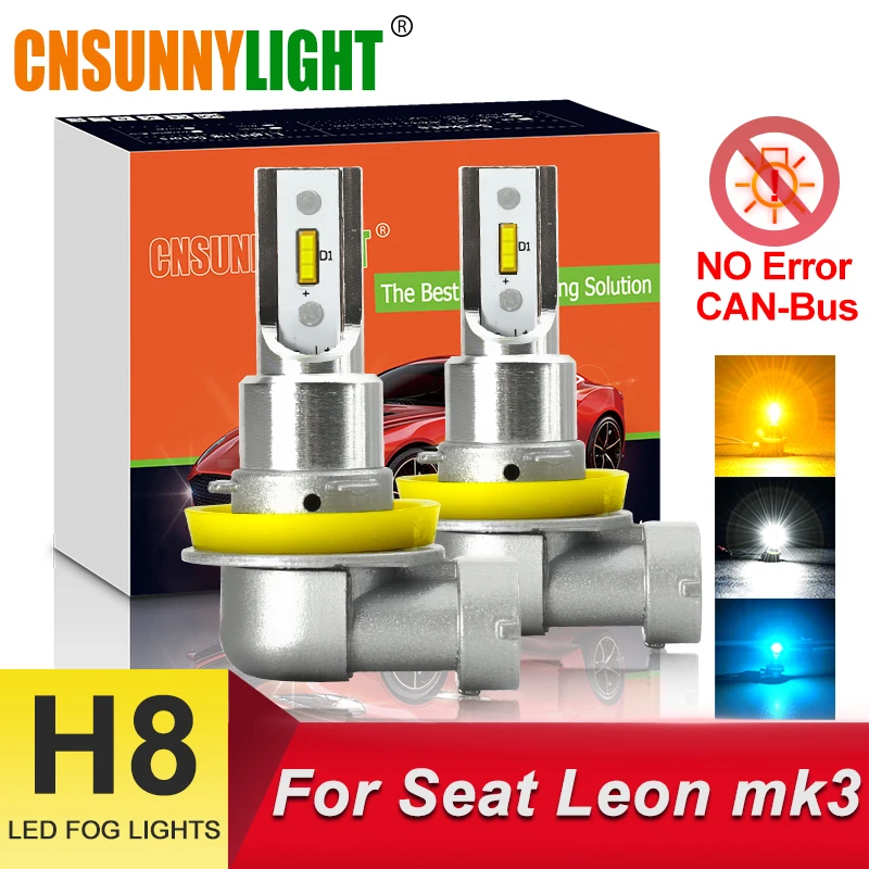 CNSUNNY светильник 2 шт. B1 H11 H8 светодиодный автомобильный противотуманный светильник без ошибок 2400Lm 6000K 3000K 8000K Авто DRL лампа CANBus противотуманные лампы для Seat Leon MK3