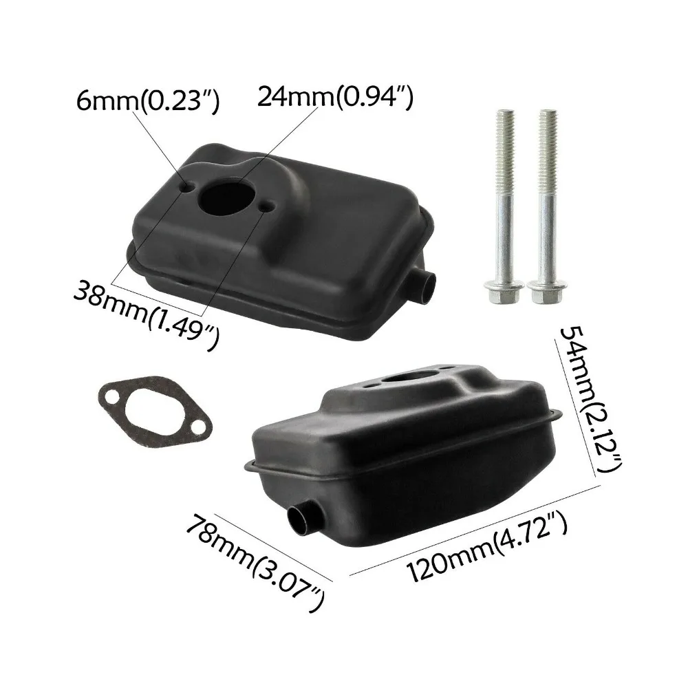 47 49cc 2 Stroke EXHAUST PIPE Muffler Silencer w Gaskets & Bolts for Lawn Mower (8)