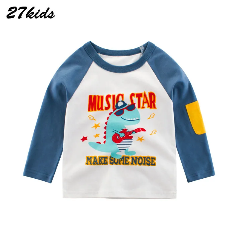 

27kids 2-9Years Cute Elephant Print T Shirt Autumn Spring Children Kids Boy's Clothing Baby Girl's Clothes Cotton Toddler Shirts
