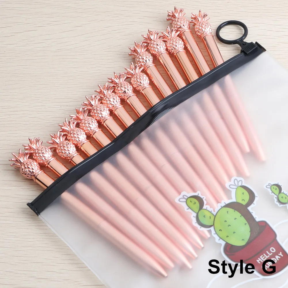 GENKKY розовое золото Подарочная шариковая ручка наборы канцтоваров серии Rosegold ручки для школы офисные поставщики ручка рождественские подарки - Цвет: 14PCS Styles G