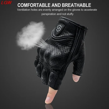 

Motorcycle riding gloves leather comfortable breathable half-finger gloves off-road racing riding fall-resistant sheepskin glove