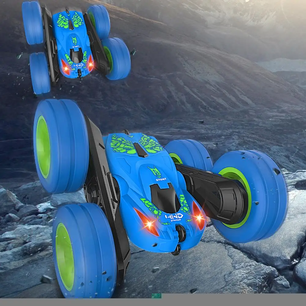 360 градусов вращающийся Двусторонняя RC Stunt автомобилей со светом модельная игрушка для детей игрушечные машинки RC подарки для 2 X батареи игрушки - Color: 1