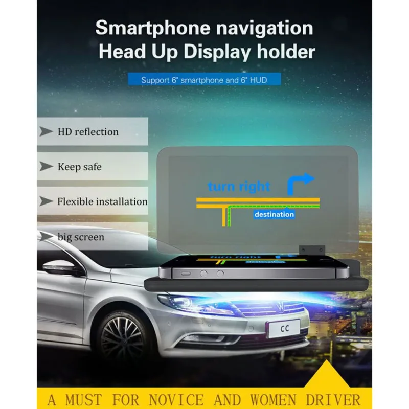 6 дюймов HD hud Дисплей автомобиля стекло проекция hud gps Спидометр obd2 head up дисплей навигации держатель телефона