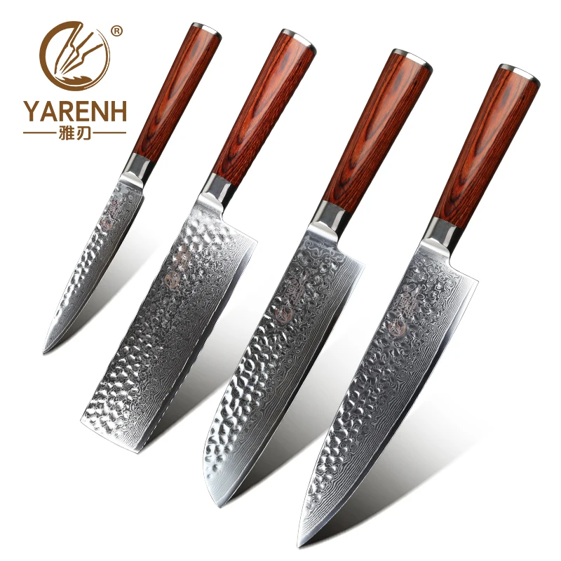 Yarenh набор кухонных ножей 5 шт.- японские ножи кухонные из 67 слой vg10 дамасская сталь- острый нож дамаск высокого качества - Цвет: HYZ-CXRW-4P-2