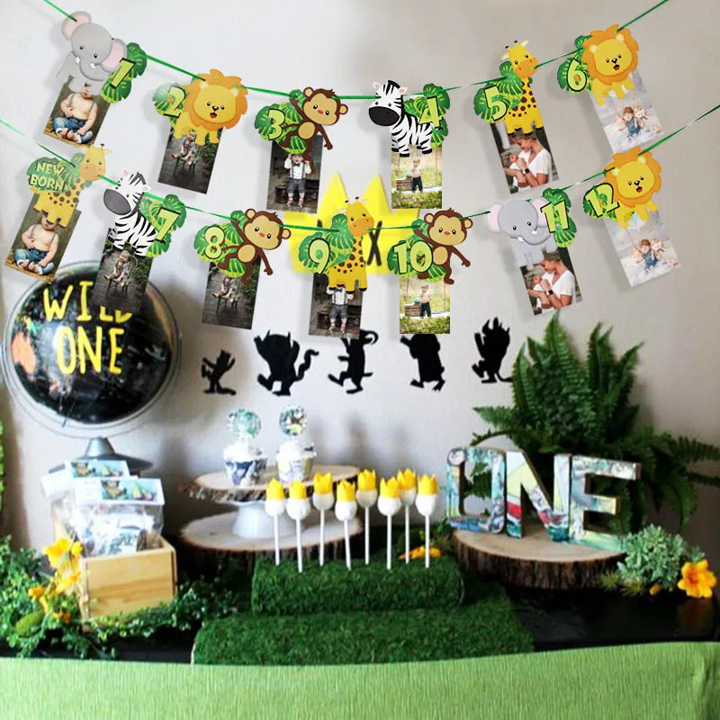 Details about   Baby Toddler 1st Birthday Jungle Safari Banner Animal Bunting Home Party Decor 