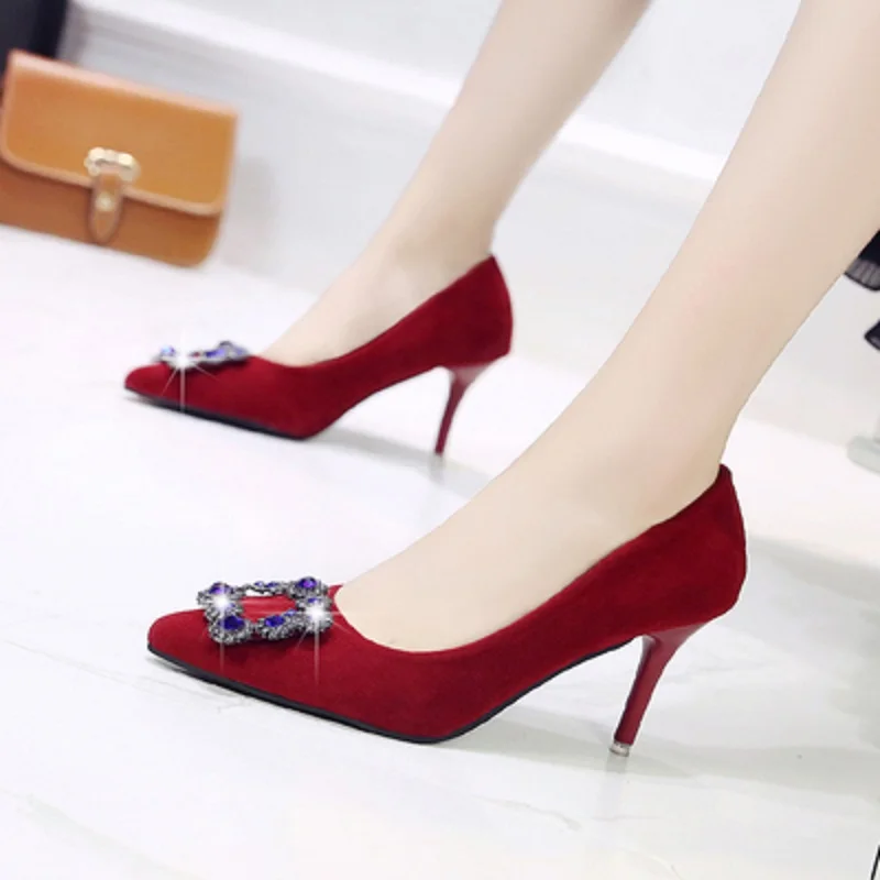 Spring and summer new fashion black high heel suede 9CM professional high heel women's shoes large size 9 40